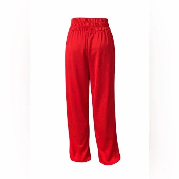 Express Red Satin Tie waist pants - Picture 3 of 7